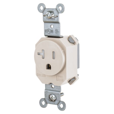 Hubbell Wiring Device-Kellems Straight Blade Receptacle, 5-20R, 20 A, 125V AC, 2 Pole, 3 Wire, Grounded SNAP5361LATR